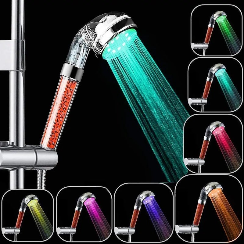 Bluejw 7 Color Changing LED Shower Head with Double Filter - Ionic Soft Water Filter Showerhead for Hard Water & Chlorine Removal - Image 3